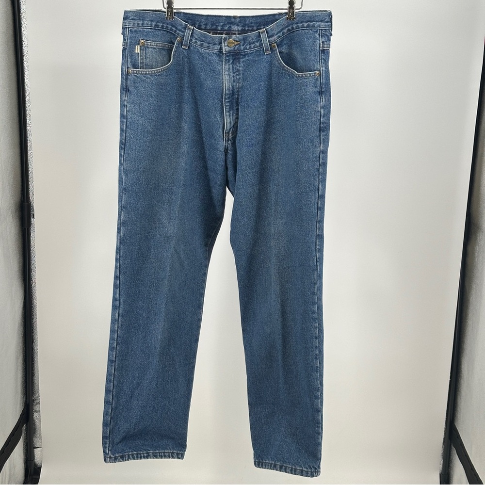 Men’s L.L. Bean Classic Blue Flannel Lined Denim Jeans 38x32 100% Cotton Classic